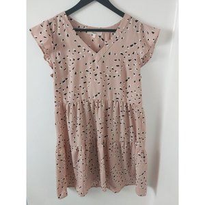 Andree by Unit Pink Tiered Flowy All Over Print Dress Sz Small